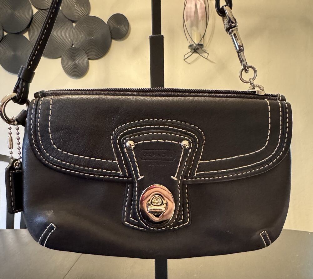 Coach Black Leather Legacy Wristlet